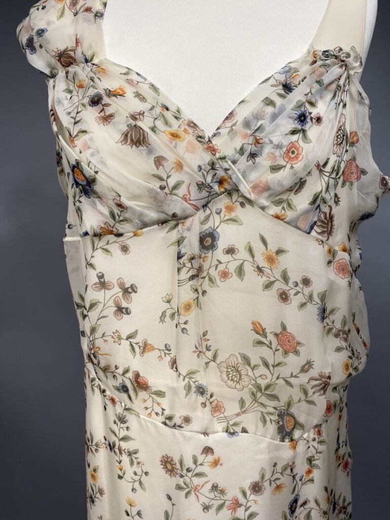 Christian DIOR Boutique - Robe longue sans manche en soie à imprimé floral, dou…
