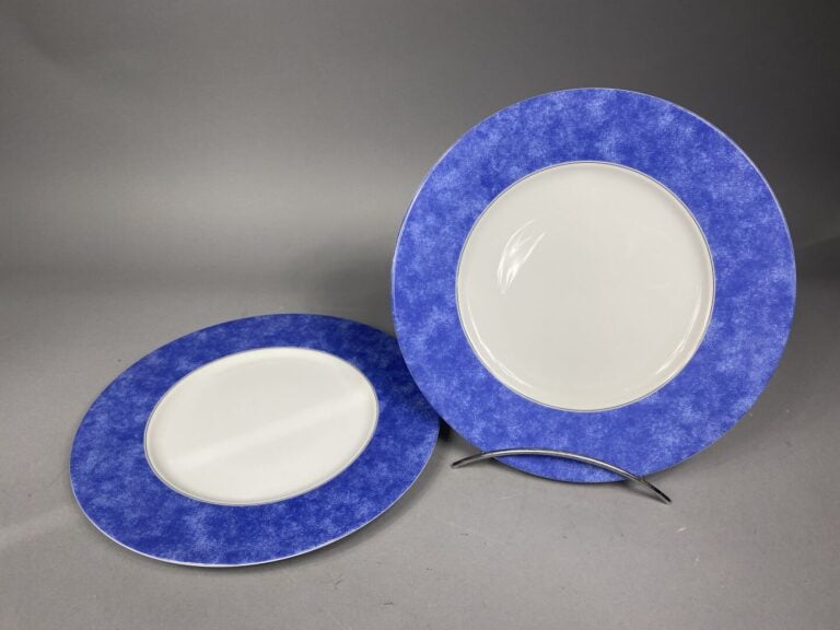 CHRISTOFLE - Service de table en porcelaine modèle "Alliance bleu" 45 pièces co…