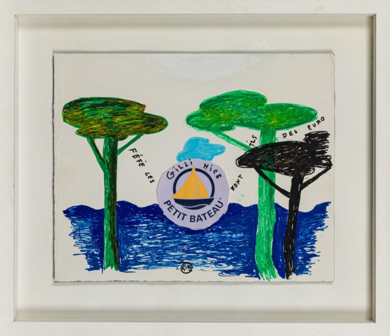 CLAUDE GILLI (1938-2015) - Petit bateau - Collage et technique mixte sur papier…