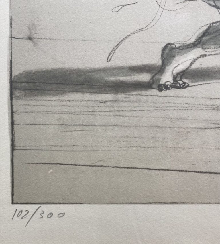 Claude WEISBUCH (1927-2014) - Homme tirant sur une corde - Estampe - Signée en…