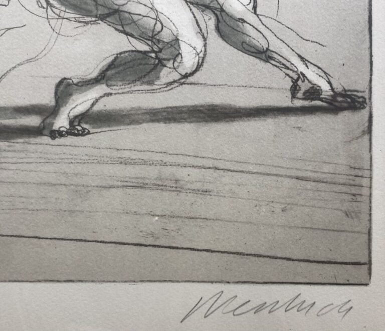 Claude WEISBUCH (1927-2014) - Homme tirant sur une corde - Estampe - Signée en…
