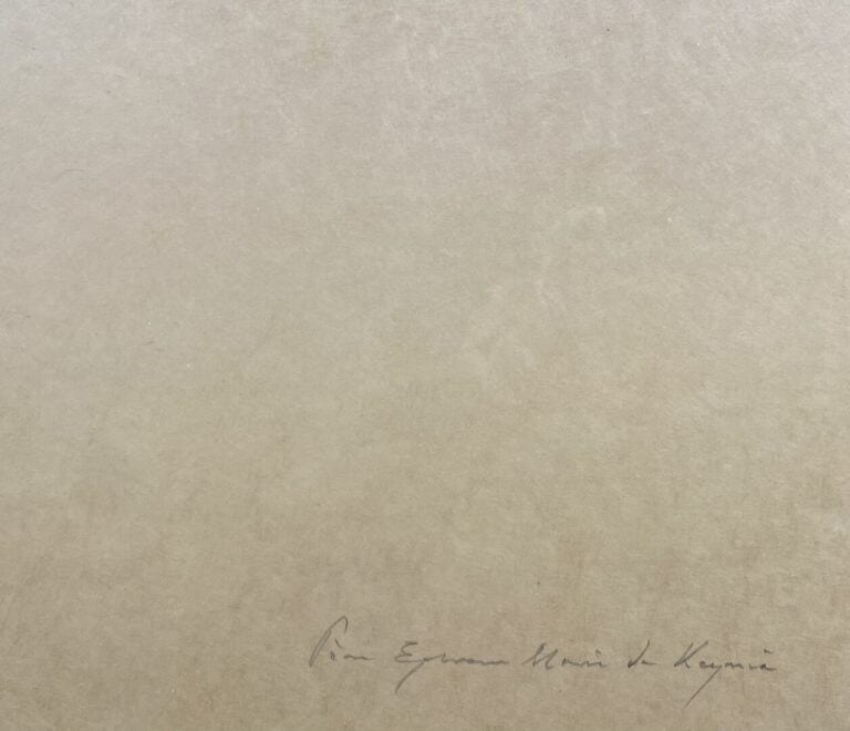 Dessin à la sanguine représentant un portrait, inscription en bas à droite "Pou…