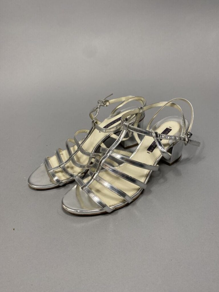 DOLCE & GABBANA - Paire de sandales à talons hauts et semelle compensée en tiss…