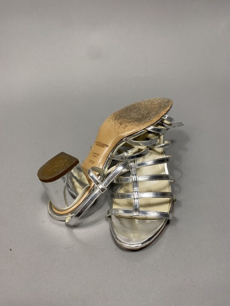 DOLCE & GABBANA - Paire de sandales à talons hauts et semelle compensée en tiss…