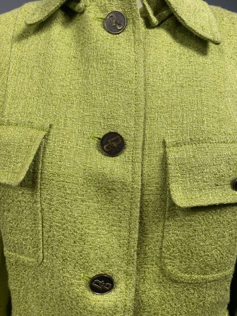 DOLCE GABBANA - Veste tailleur en dans les tons vert, quatre poches plaquées av…