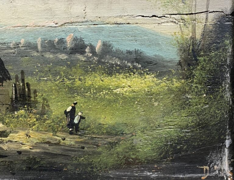 Ecole de la fin du XIXe siècle - Lot de trois huiles sur panneau - Paysage de c…
