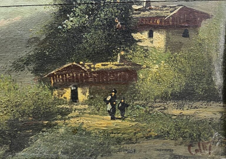 Ecole de la fin du XIXe siècle - Lot de trois huiles sur panneau - Paysage de c…