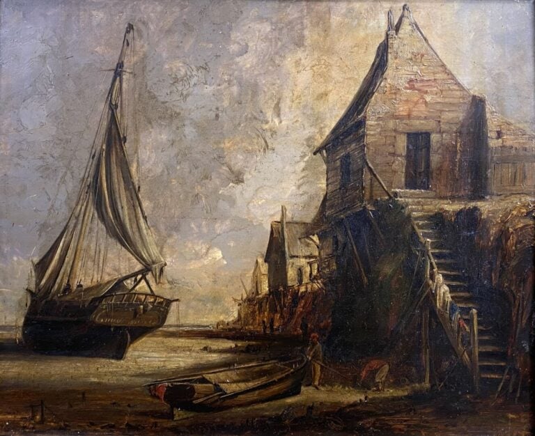Ecole de la fin du XIXe siècle - Retour de pêche - Huile sur panneau - 37 x 47…
