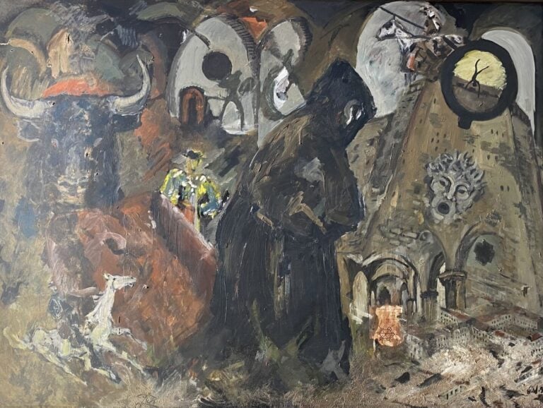 Ecole du XXe siècle - Composition - Huile sur isorel - Monogrammé en bas à droi…