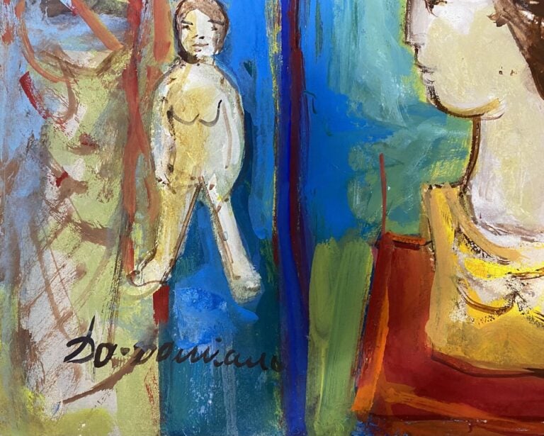 Ecole du XXe siècle - Scène animée aux personnages - Signé en bas à gauche "DO.…
