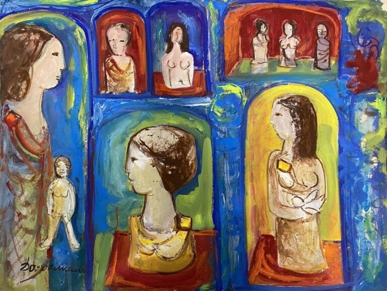 Ecole du XXe siècle - Scène animée aux personnages - Signé en bas à gauche "DO.…