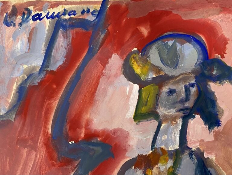 Ecole du XXe siècle - Scène animée aux trois personnages - Gouache sur carton -…