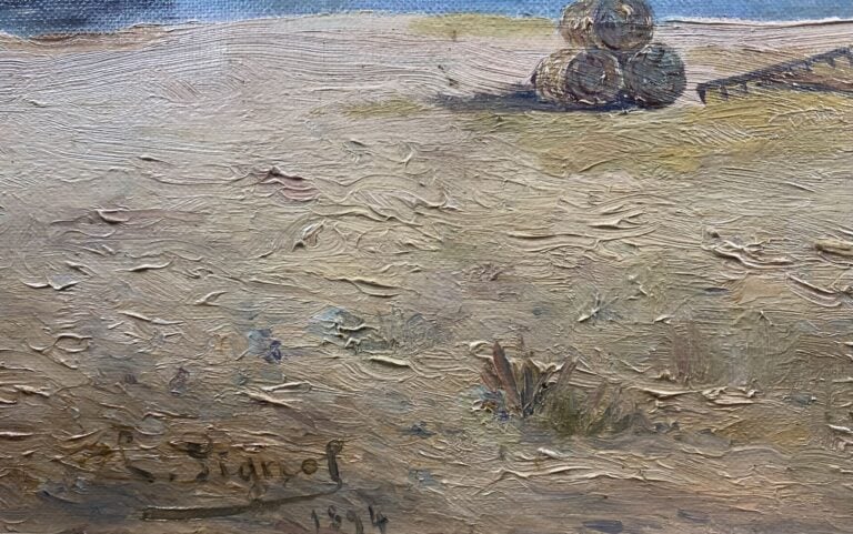 Ecole fin XIXe - début XXe siècle - Scène de pêche - Huile sur toile - Signée e…