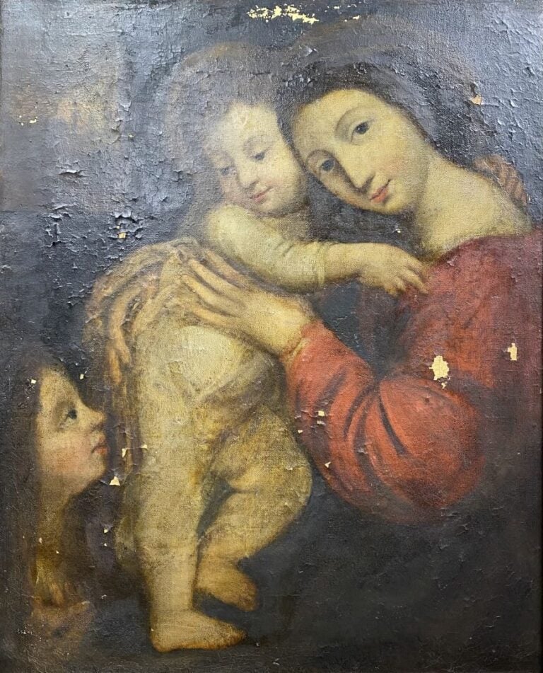 Ecole flamande ou italienne du XVIIe siècle - Vierge à l'enfant - Huile sur toi…