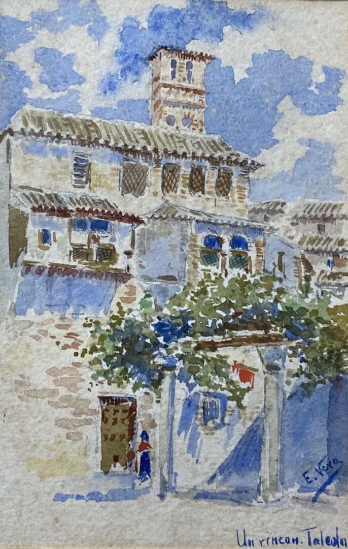 Enrique VERA SALÉS (1886-1956) - Vues de Tolède - Trois petites aquarelles prés…