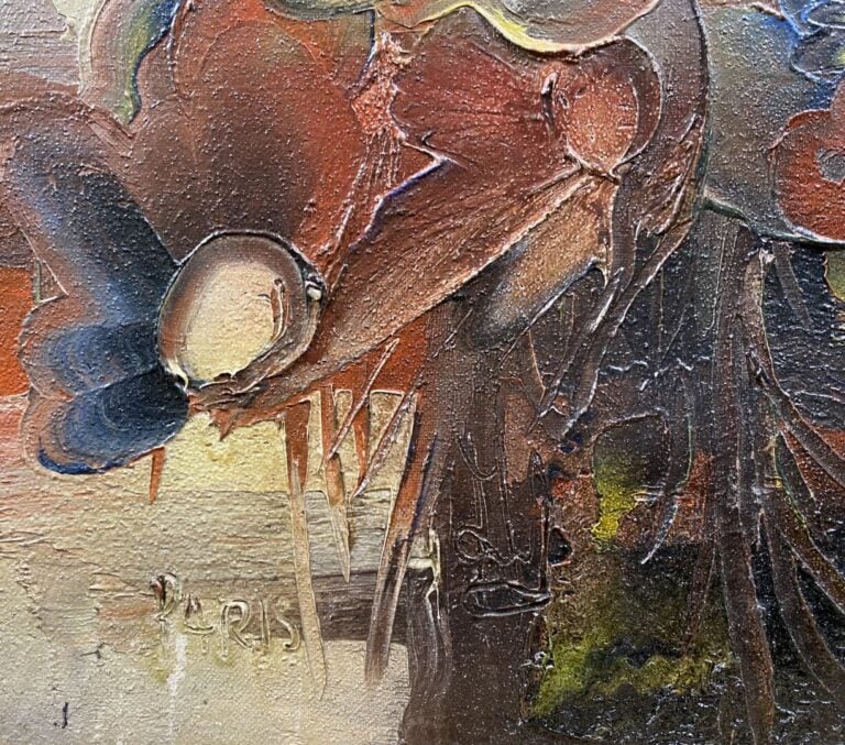 Ensemble de 5 pièces encadrées comprenant huiles sur toile et une lithographie…