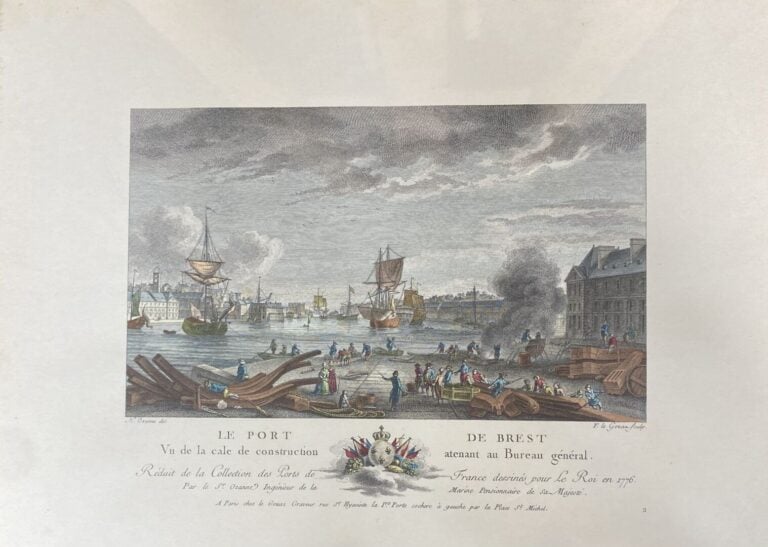 Ensemble de deux lithographies comprenant : - - Le port de Brest - - Le port de…