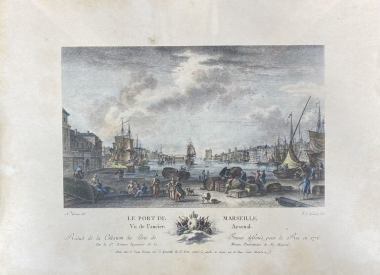Ensemble de deux lithographies comprenant : - - Le port de Brest - - Le port de…