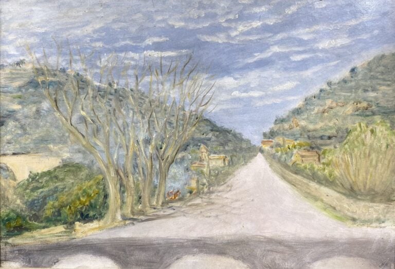 Eve ERACHE (XXe) - Route - Huile sur panneau - Signé en bas à droite - 51 x 74…
