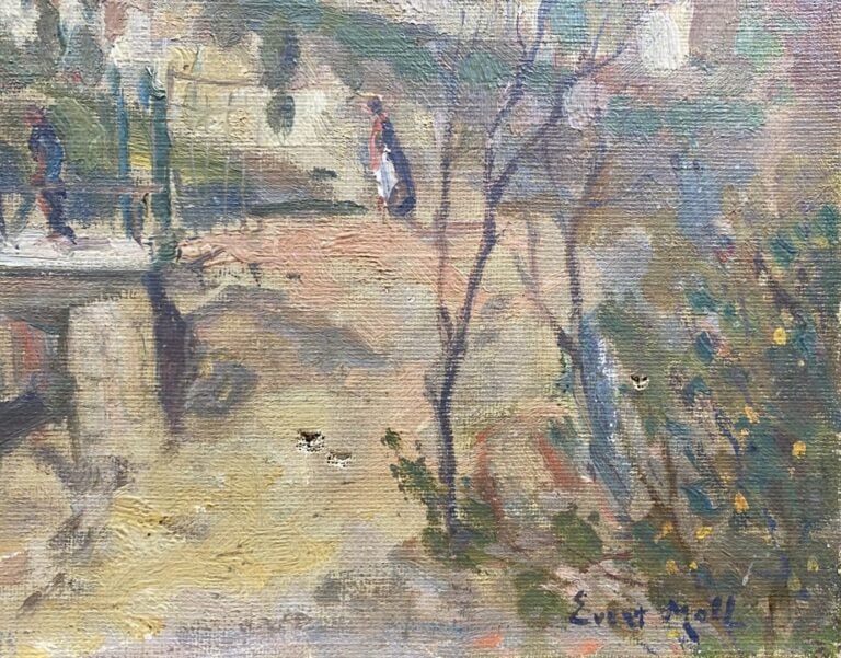 Evert MOLL (1878-1955) - Vue de village - Huile sur toile - Signée en bas à dro…