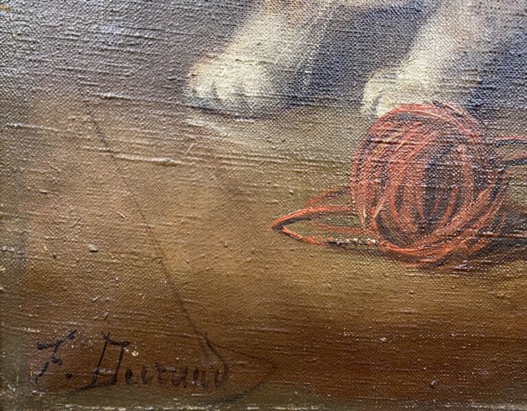 F. DURAND ? - Chatons - Huile sur toile - Signée en bas à gauche - 38.5 x 46.5…