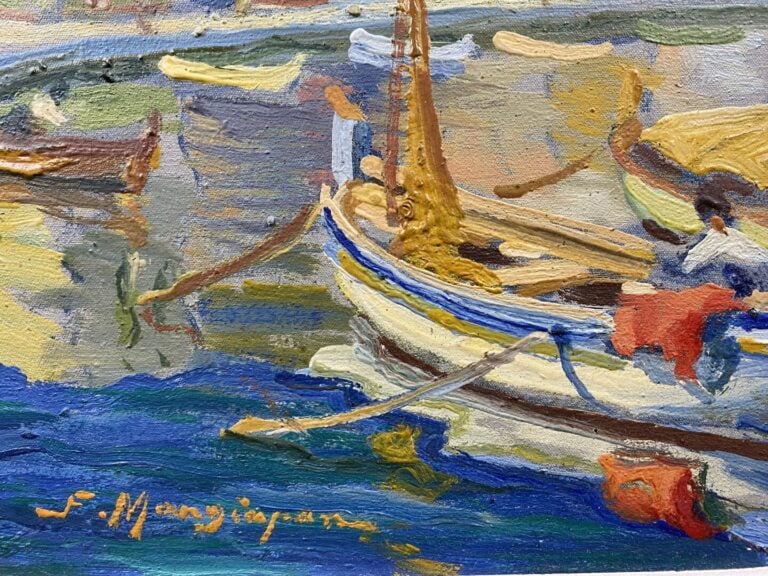 Felix Pierre MANGIAPAN (1884-?) - Villefranche-sur-mer le matin - Huile sur toi…