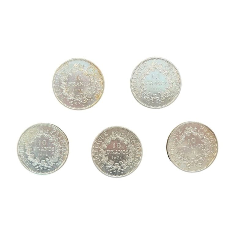 France - Cinquième république - Lot de cinq 10 Francs Hercule - A : Hercule au…