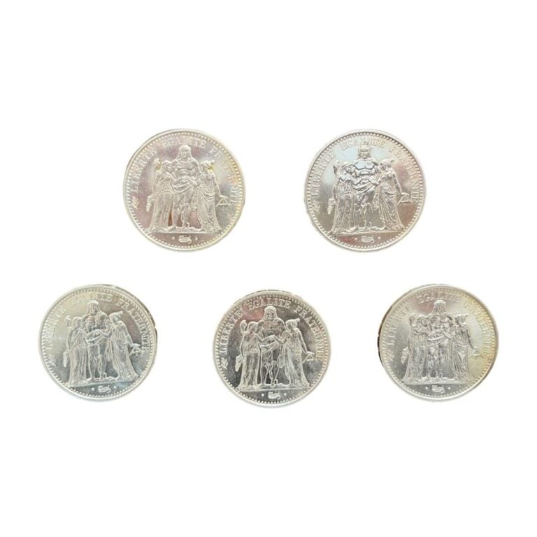France - Cinquième république - Lot de cinq 10 Francs Hercule - A : Hercule au…