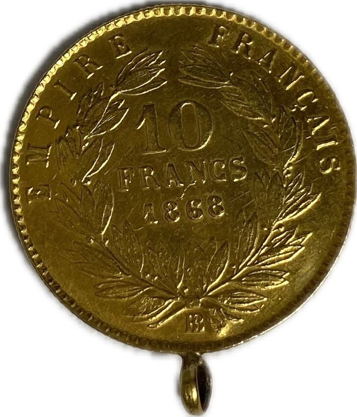 France - Napoléon III (1852-1870) - 10 francs monté en boucle - A : Tête laurée…