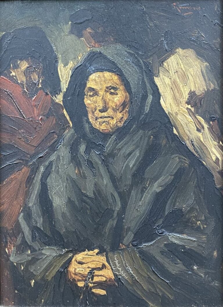 Francisco GIMENO ARASA (1858-1927), d'après - Portrait de religieux - Petite hu…