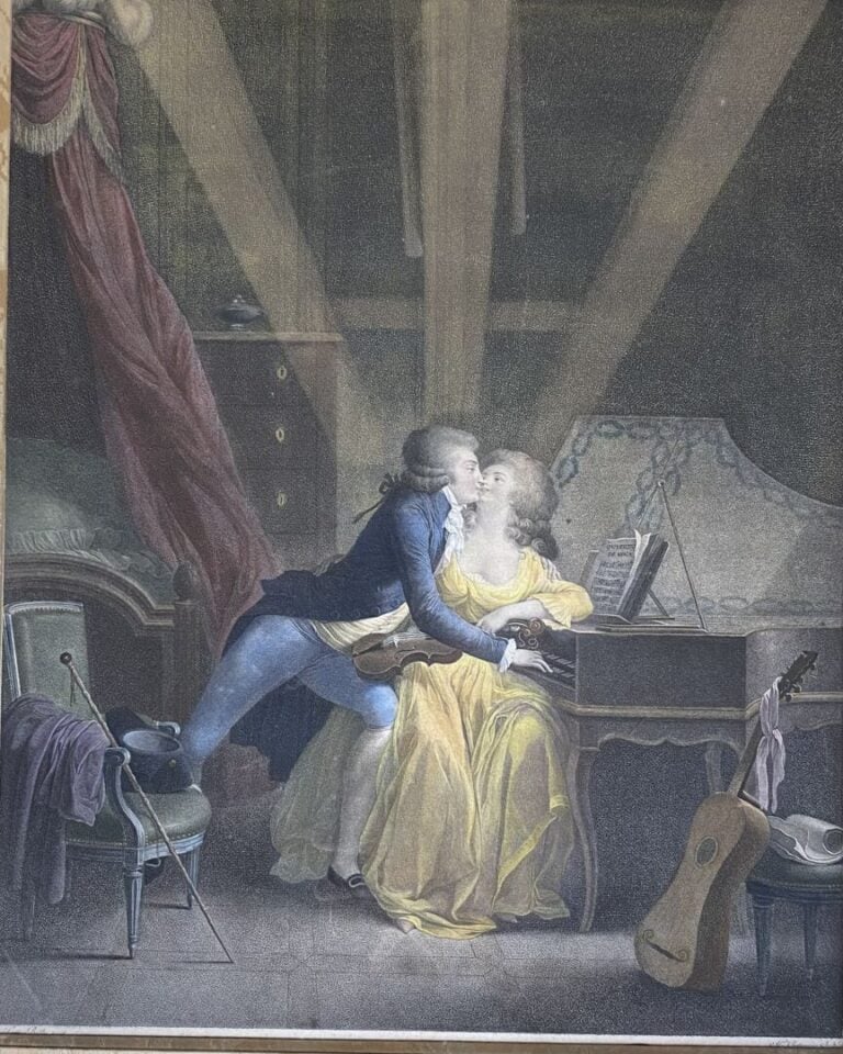 Gravure encadrée "Prélude de Nina" d'après BOILLY - 38.5 x 31 cm (à vue)