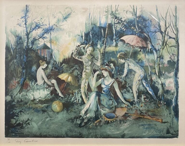 Guy CAMBIER (1923-2008) - Ensemble de pièces encadrées, lithographies, aquarell…