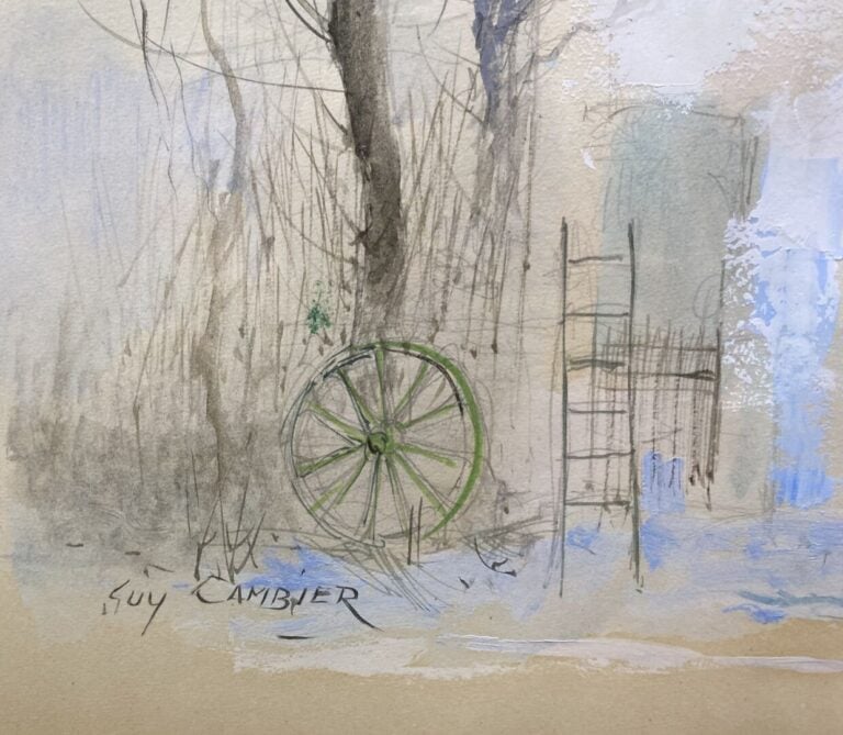 Guy CAMBIER (1923-2008) - Ensemble de pièces encadrées, lithographies, aquarell…