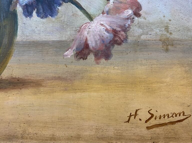 H. SIMON - Bouquet de fleurs - Huile sur isorel - Signé en bas à droite - 50 x…