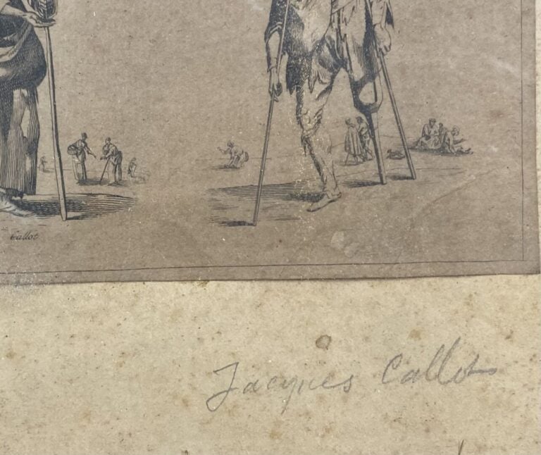 Jacques CALLOT, d'après - Les mendiants - Gravure - 10 x 24.5 cm - (pliures, pi…