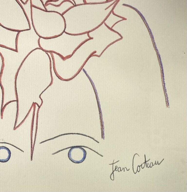 Jean COCTEAU (1889-1963), d'après - Une rose sur la tête - Lithographie - Signé…