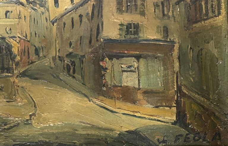 Jean FEOLA (XXe) - Vue de Montmartre - Huile sur toile - Signée en bas à droite…