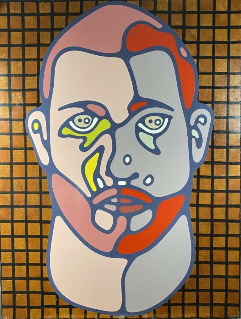 Jean-Luc DESSET (Né en 1974) - Visage d'homme - Technique mixte sur toile - Sig…