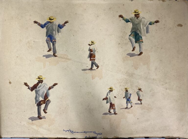 Joseph RAMAMANKAMONGJY (1898-1984) - Etude de personnages en costume - Aquarell…