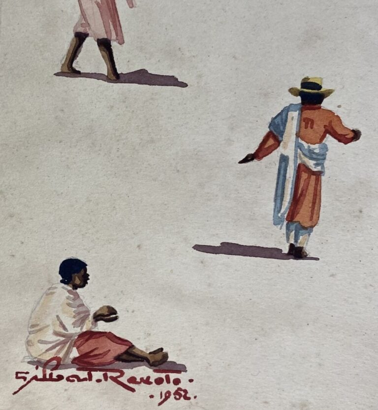 Joseph RAMAMANKAMONGJY (1898-1984) - Etude de personnages en costume - Aquarell…