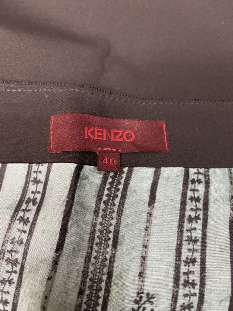 KENZO - Jupe droite noire à motif de ruban appliqué en tissu gros grain noir -…