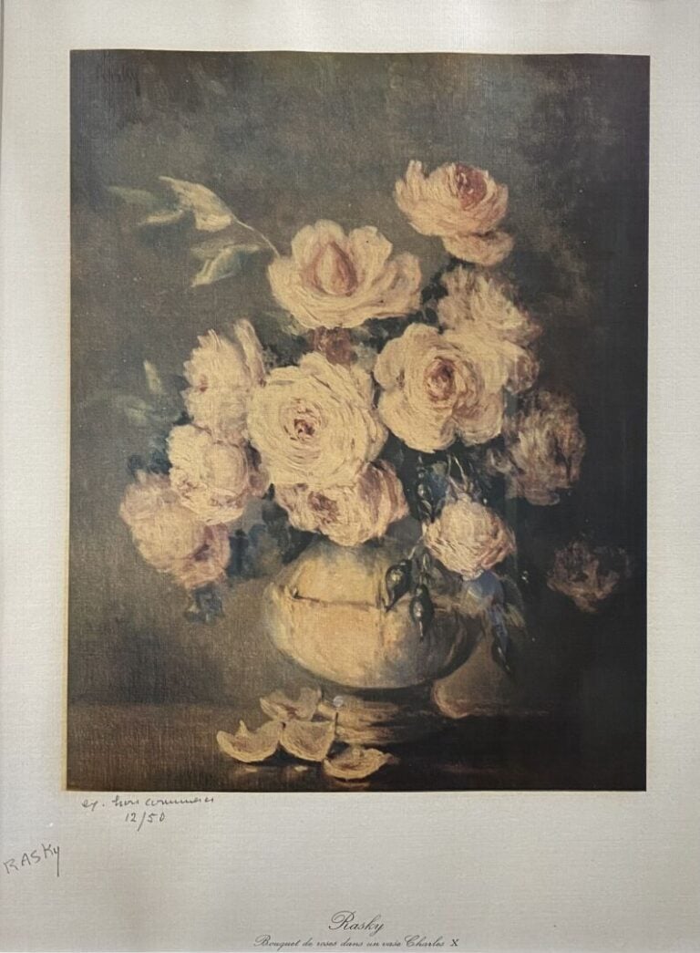 Lot de 6 pièces encadrées dont lithographies, huile sur carton, reproduction re…