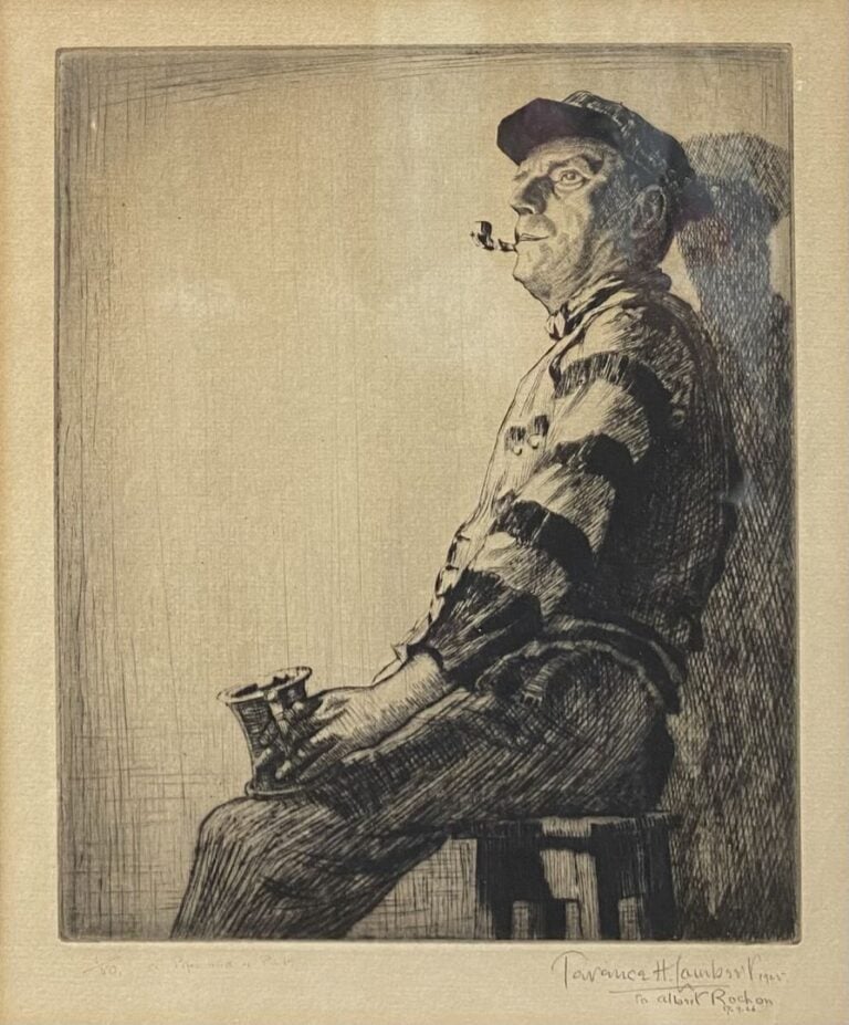 Lot de pièces encadrées comprenant dessins, lithographies, portraits de jeune h…