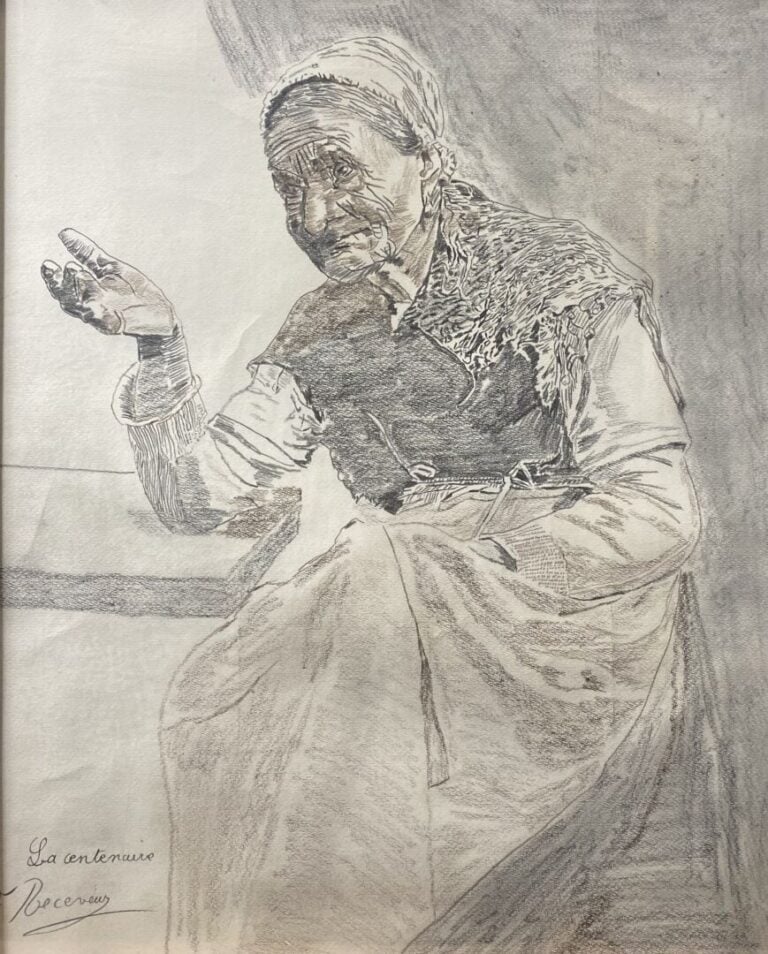 Lot de pièces encadrées comprenant dessins, lithographies, portraits de jeune h…