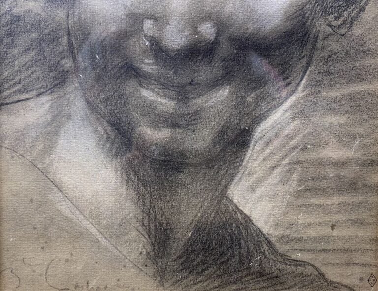 Lot de pièces encadrées comprenant dessins, lithographies, portraits de jeune h…