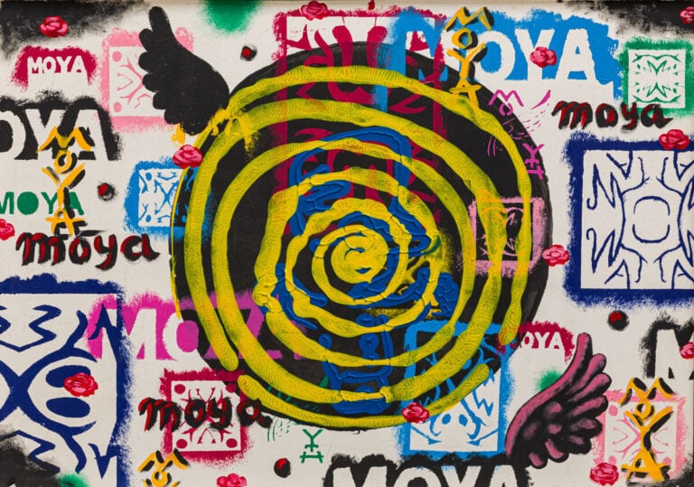Patrick MOYA (1955-) - Spirale jaune - Acrylique sur papier appliqués sur panne…