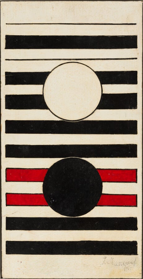 PAUL MANSOUROFF (1896-1983) - Composition (blanc rouge et noir), 1968 - Huile s…