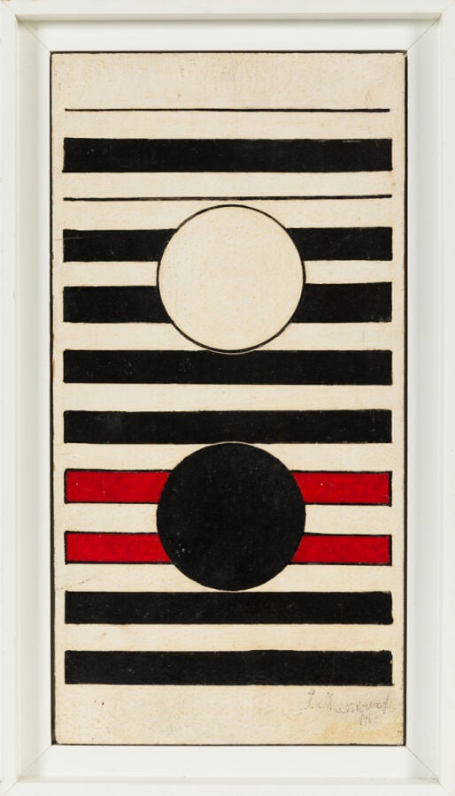 PAUL MANSOUROFF (1896-1983) - Composition (blanc rouge et noir), 1968 - Huile s…