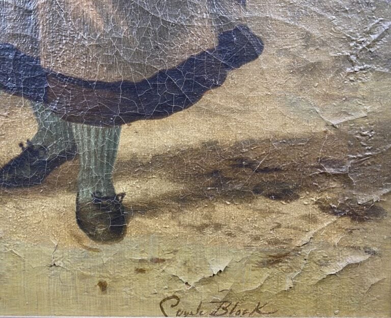 Paule BLACK ? - Couple de paysans - Huile sur toile - Signée en bas à droite -…