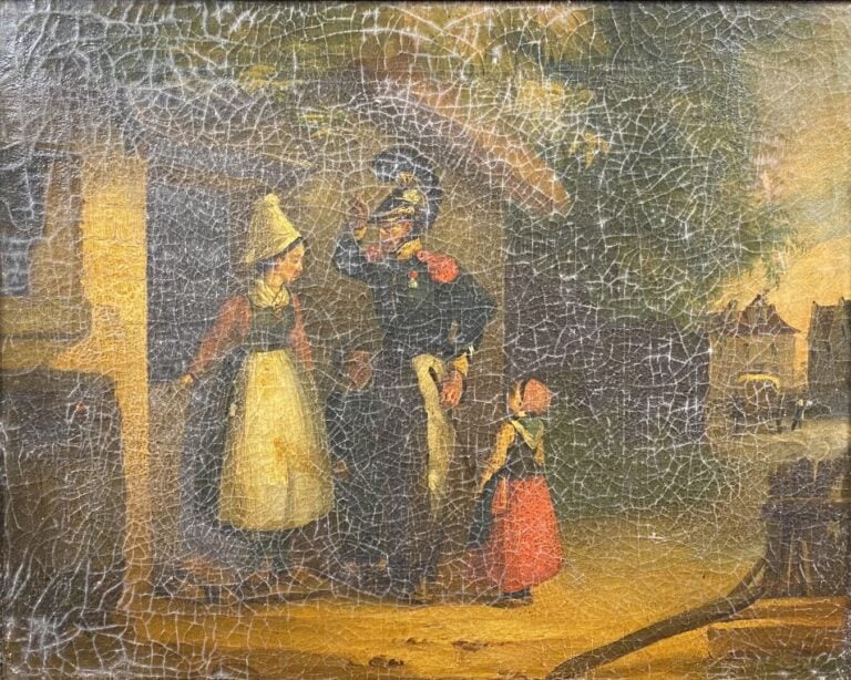 Paule BLACK ? - Couple de paysans - Huile sur toile - Signée en bas à droite -…